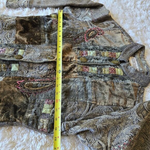 Urban Tribe Tapestry Jacket Women's Size Medium Boho Artsy Patch Jacquard Velour - Picture 10 of 11